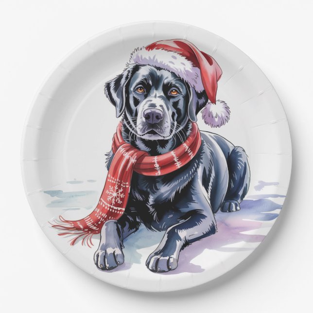  Christmas Labrador Paper Plate Pappteller (Vorderseite)