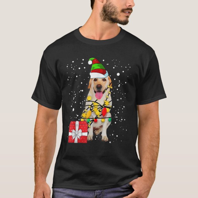 Christmas Labrador Retriever Dog Santa hat tree li T-Shirt (Vorderseite)