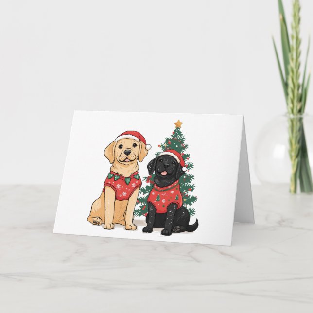Christmas Labrador Retriever Dogs Feiertagskarte (Vorderseite)