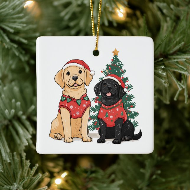 Christmas Labrador Retriever Dogs Keramikornament (Baum)
