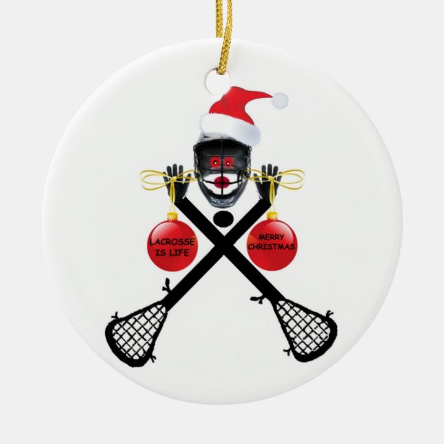 Christmas Lacrosse Keramik Ornament (Vorne)