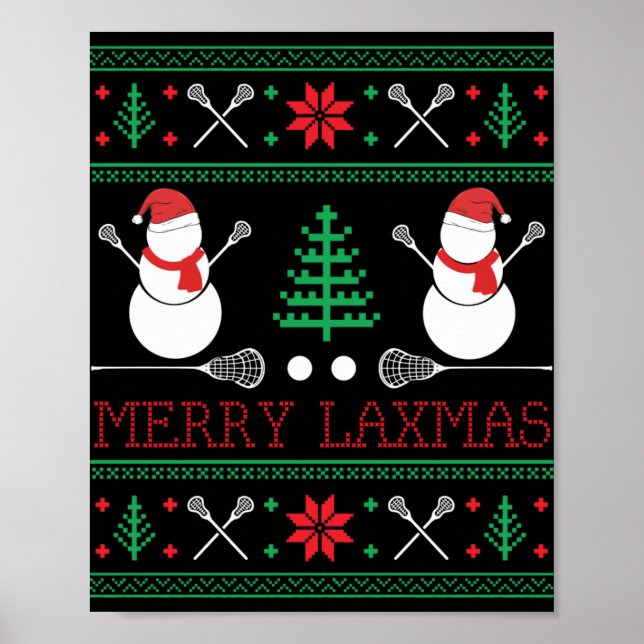 Christmas Lacrosse Lax Player Ugly Christmas Xmas  Poster (Vorne)