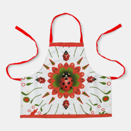 Christmas Ladybug Red White Kids Green Kitchen Schürze