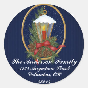 Christmas Lantern 1 - Weihnachtsadressen - Labels Runder Aufkleber