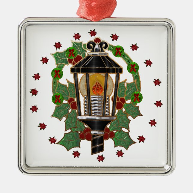 Christmas Lantern Stain Glass Art Deco Silbernes Ornament (Vorne)