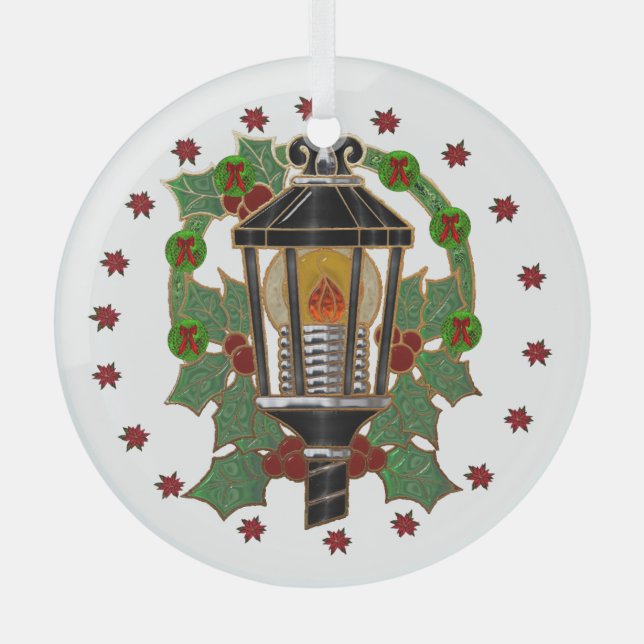 Christmas Lantern Stain Glass Ornament Aus Glas (Vorderseite)