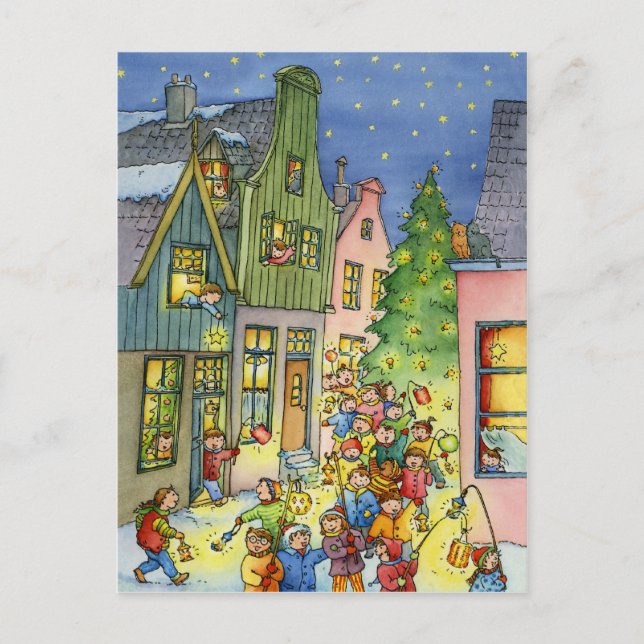 Christmas Lanterns Postcard Feiertagspostkarte (Vorderseite)