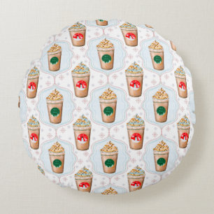 Christmas Latte Ogee-Schneemuster  Rundes Kissen