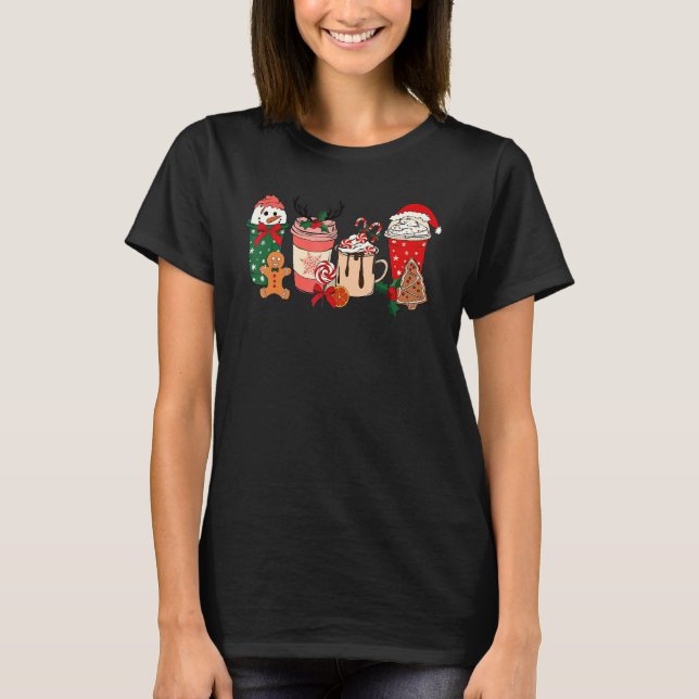 Christmas Latte Sweets Santa Hot Chocolate Gingerb T-Shirt (Vorderseite)
