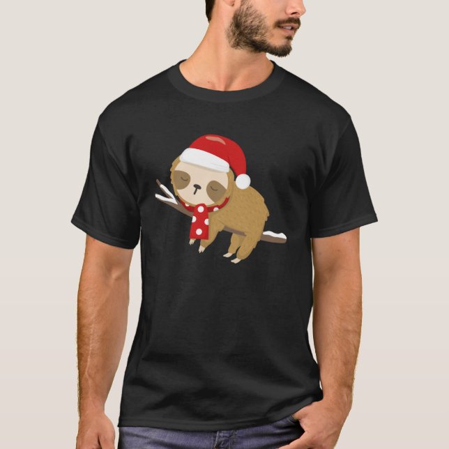 Christmas Lazy Sloth My Spirit Animal  Xmas T-Shirt (Vorderseite)