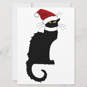 Christmas Le Chat Noir mit Weihnachtsmannmütze Einladung
