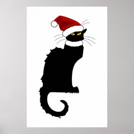 Christmas Le Chat Noir mit Weihnachtsmannmütze Poster