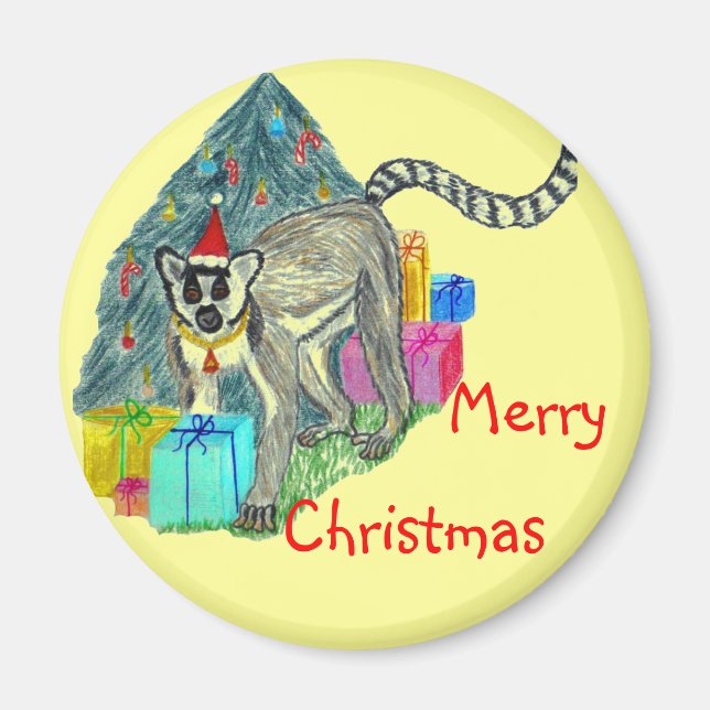 Christmas Lemur Magnet (Vorne)