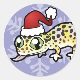 Christmas Leopard Gecko Runder Aufkleber