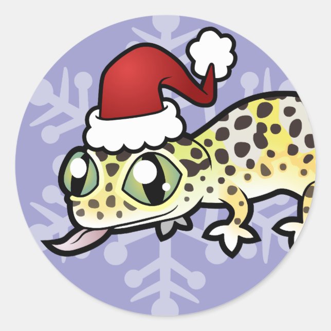 Christmas Leopard Gecko Runder Aufkleber (Vorderseite)