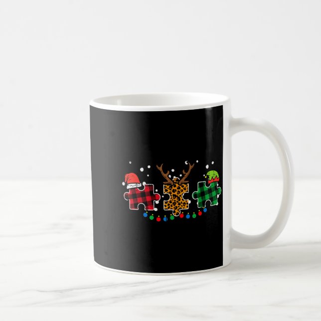 Christmas Leopard Plaid Puzzle Autism Xmas Men Wom Kaffeetasse (Rechts)