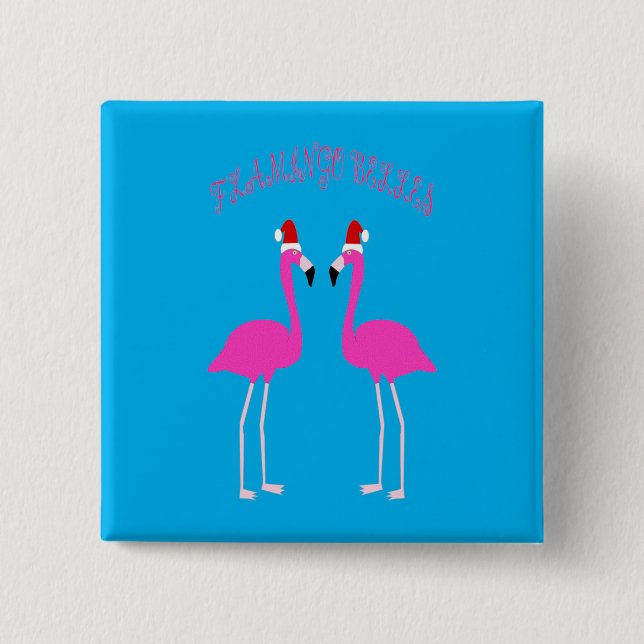 Christmas Lesbian Flamingos Flamingo Belles Button (Vorderseite)