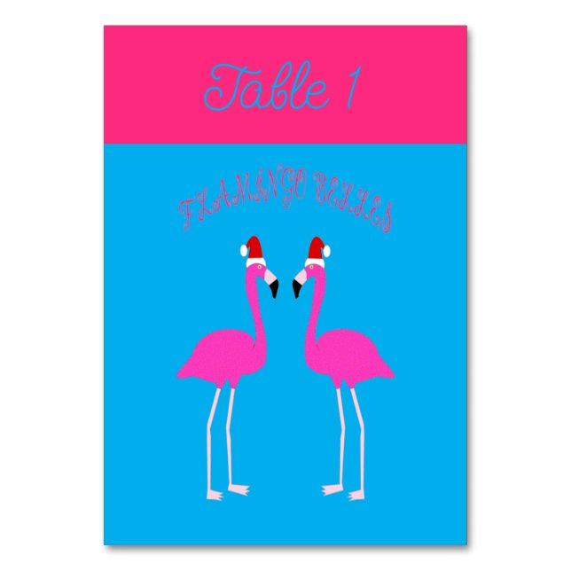Christmas Lesbian Flamingos Flamingo Belles Tischnummer (Vorderseite)