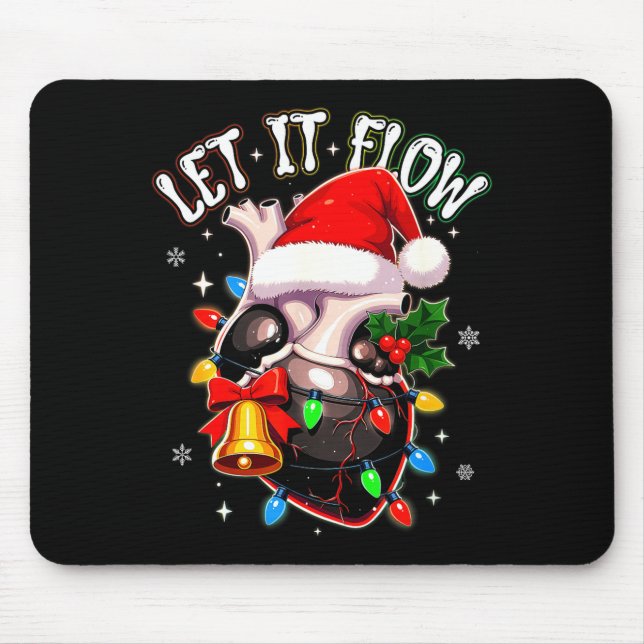 Christmas Let I T Flow Anatomy Heart Cardiac Nurse Mousepad (Vorne)