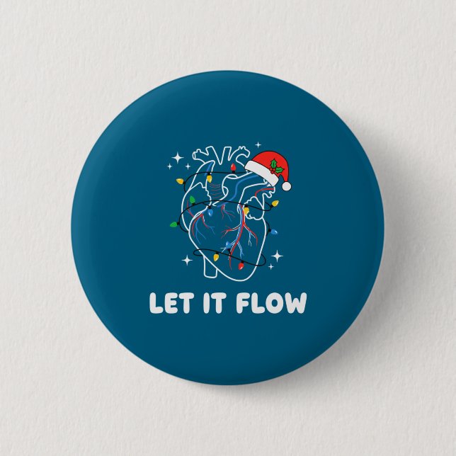 Christmas Let It Flow Cardiac Heart Funny Nurse Ho Button (Vorderseite)