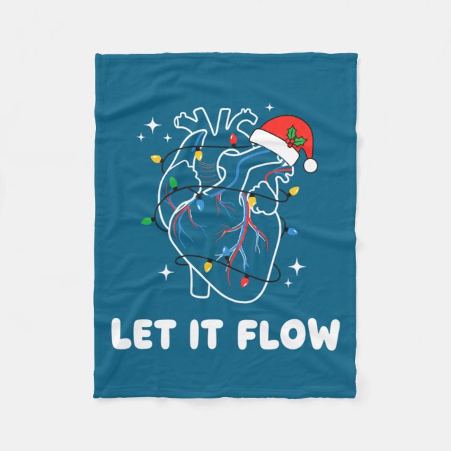 Christmas Let It Flow Cardiac Heart Funny Nurse Ho Fleecedecke (Vorderseite)