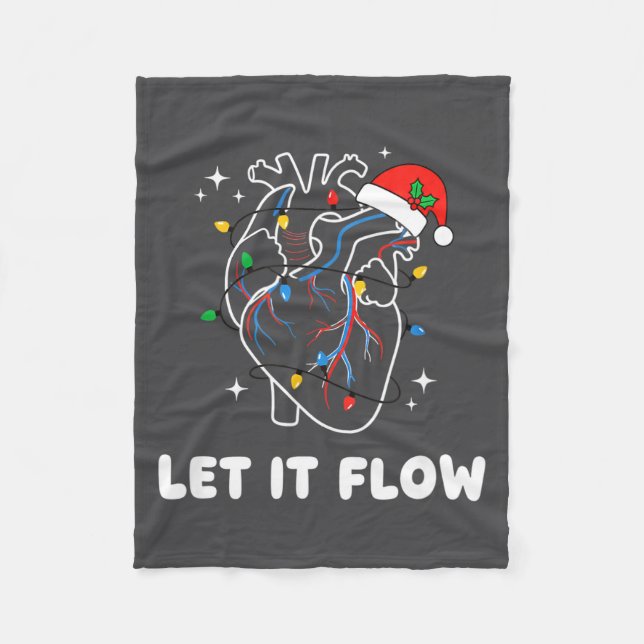 Christmas Let It Flow Cardiac Heart Funny Nurse Ho Fleecedecke (Vorderseite)