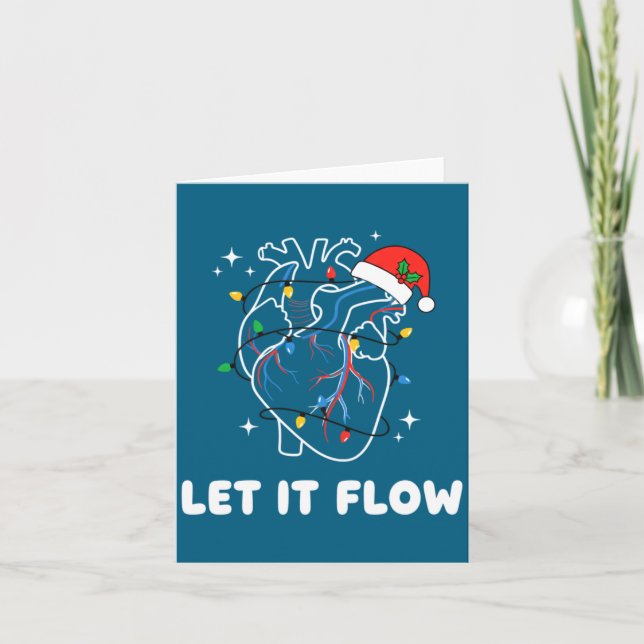 Christmas Let It Flow Cardiac Heart Funny Nurse Ho Karte (Vorderseite)