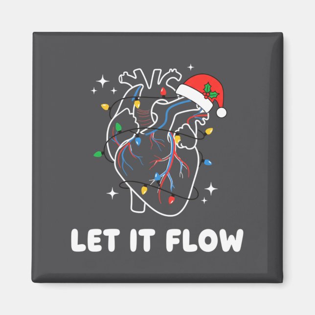 Christmas Let It Flow Cardiac Heart Funny Nurse Ho Magnet (Vorne)