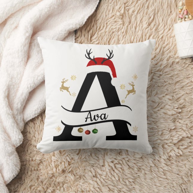 Christmas Letter A Initial – Festive Holiday Desig Kissen (Decke)