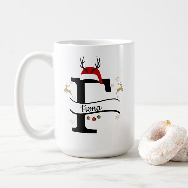 Christmas Letter F Alphabet  Kaffeetasse (Mit Donut)