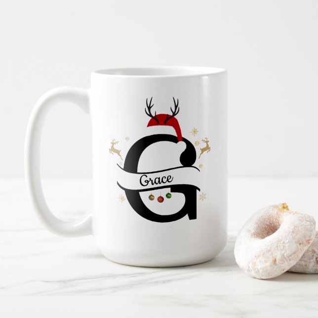 Christmas Letter G Alphabet  Kaffeetasse (Mit Donut)