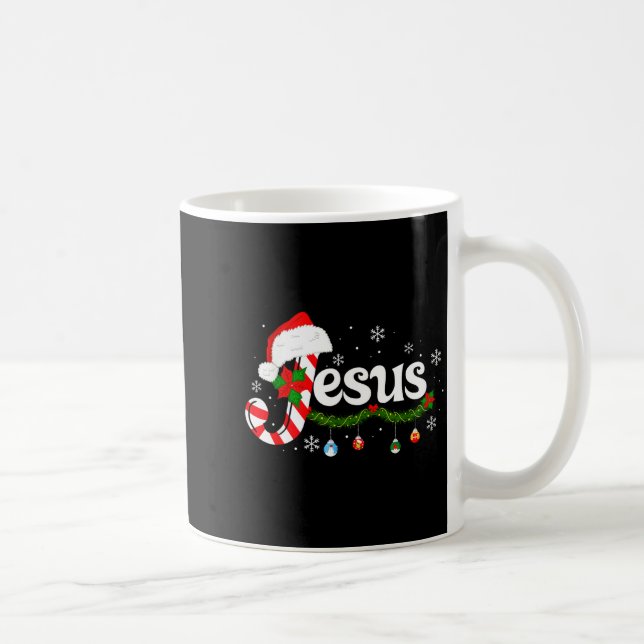 Christmas Letter J For Jesus Christian Candy Cane  Kaffeetasse (Rechts)