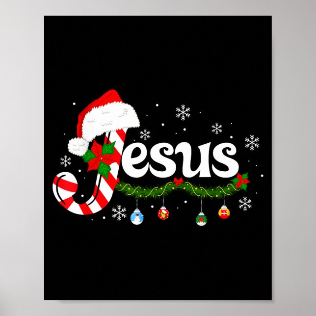Christmas Letter J For Jesus Christian Candy Cane  Poster (Vorne)