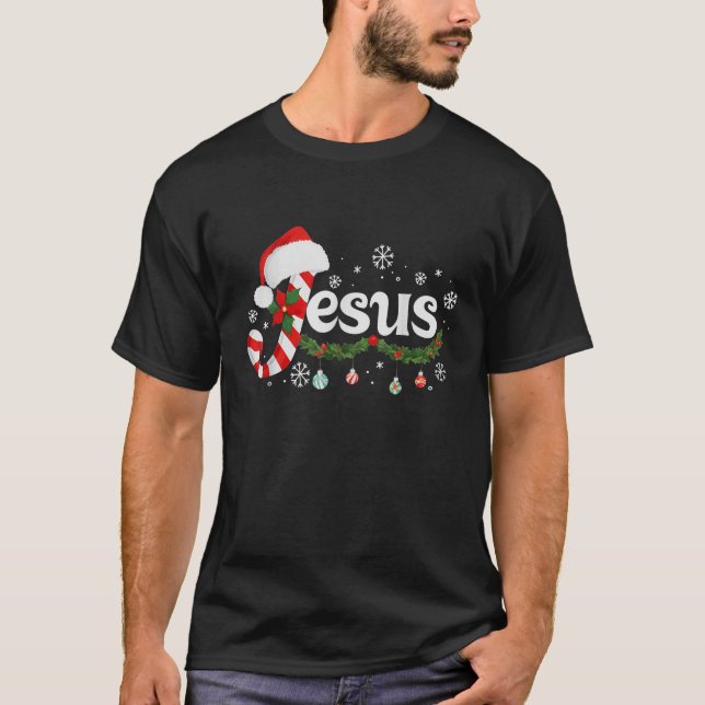 Christmas Letter J For Jesus Christian Candy Cane  T-Shirt (Vorderseite)