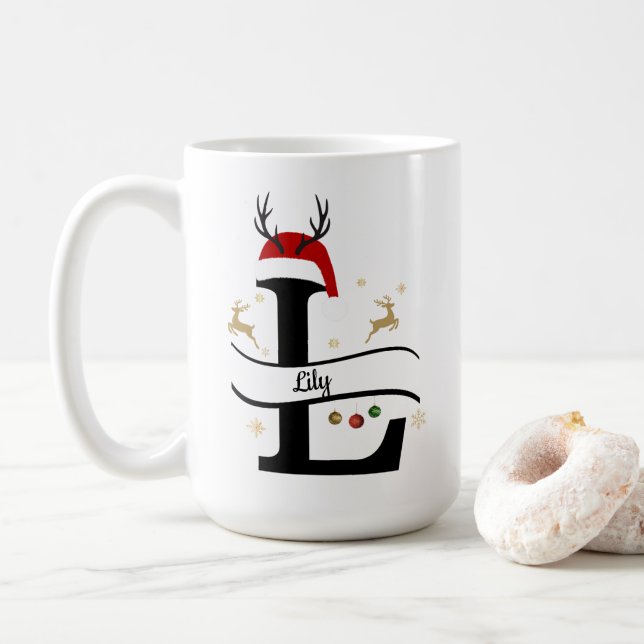 Christmas Letter L Alphabet  Kaffeetasse (Mit Donut)