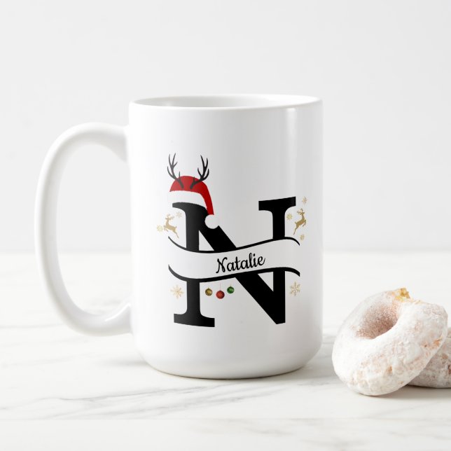 Christmas Letter N Alphabet  Kaffeetasse (Mit Donut)