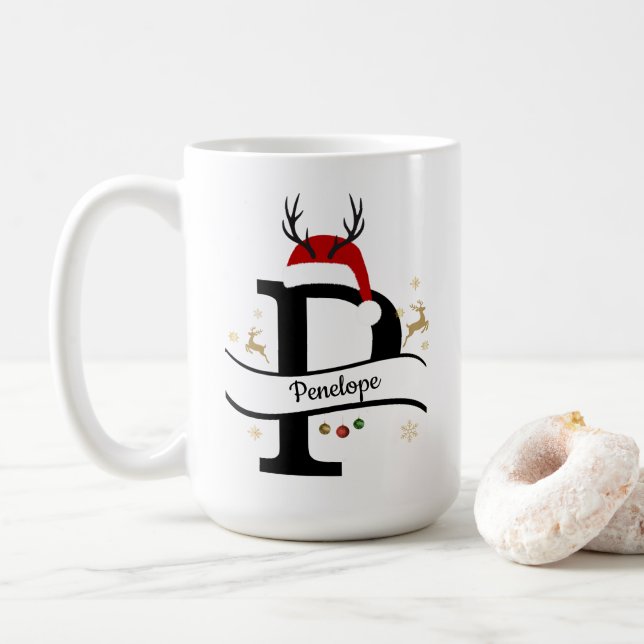 Christmas Letter P Alphabet  Kaffeetasse (Mit Donut)