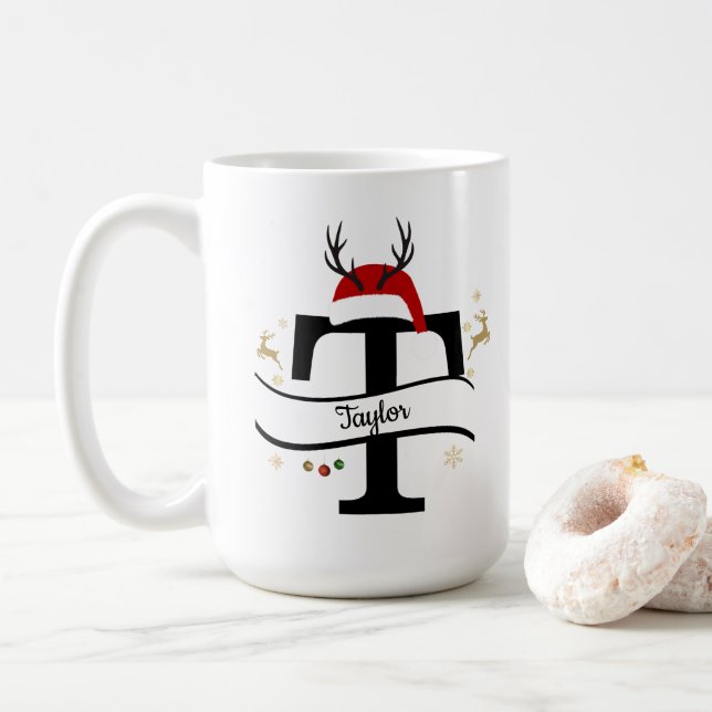 Christmas Letter T Alphabet  Kaffeetasse (Mit Donut)