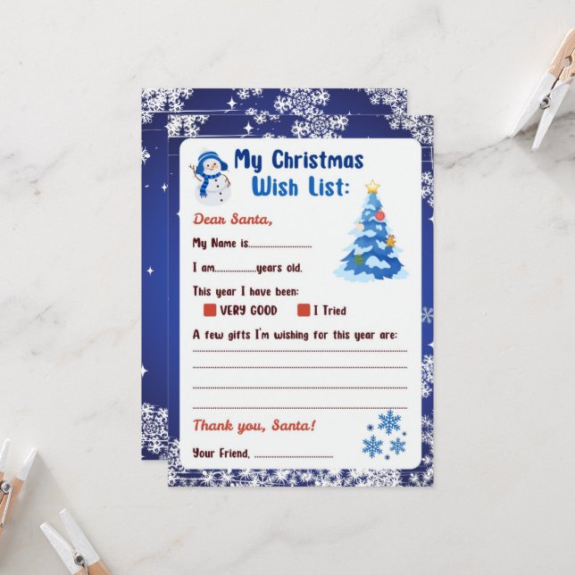 Christmas Letter to Santa Winter Wonderland  Einladung (Vorderseite/Rückseite Beispiel)