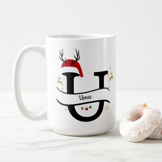 Christmas Letter U Alphabet  Kaffeetasse (Mit Donut)