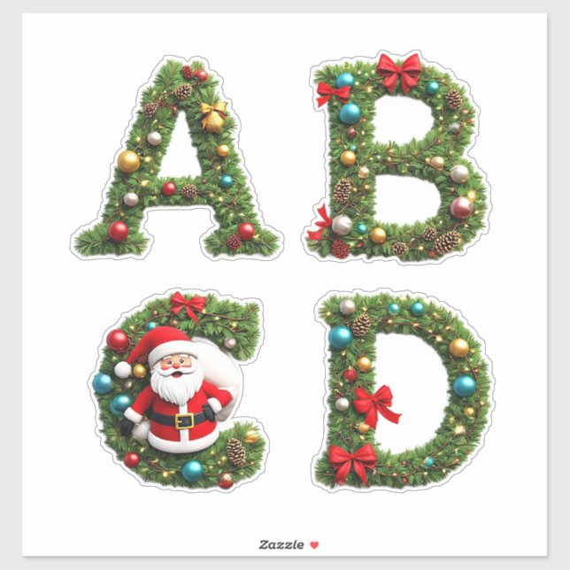 Christmas Letter Wreaths Aufkleber (Blatt)
