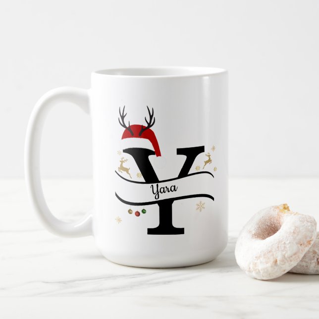 Christmas Letter Y Alphabet  Kaffeetasse (Mit Donut)