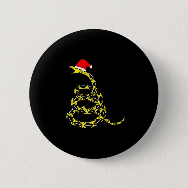 Christmas Libertarian Gadsden Don't Tread Snake  Button (Vorderseite)