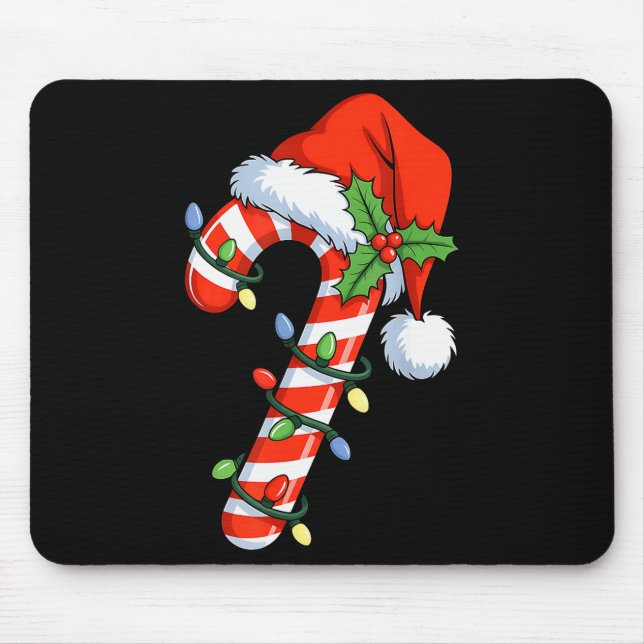 Christmas Light Candy Cane Santa Xmas Kids Toddler Mousepad (Vorne)