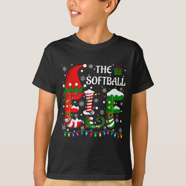 Christmas Light Family Matching Pajamas Softball E T-Shirt (Vorderseite)