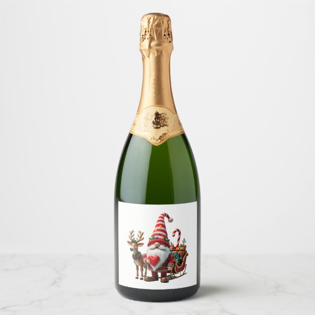 Christmas Light Gnome Santa Claus Riding Sleigh Hi (Vorderseite)