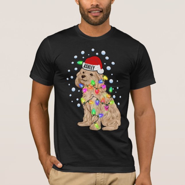 Christmas Light Poodle Doppy Puppy T-Shirt (Vorderseite)