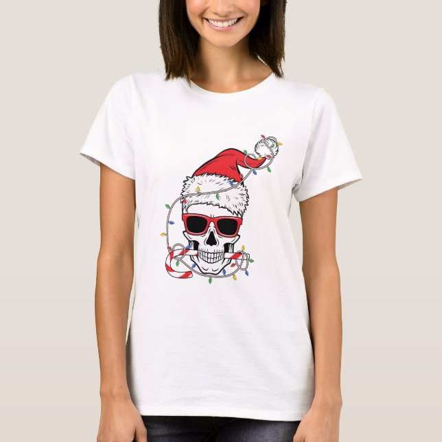 Christmas-Light-Skeleton-Skull T-Shirt (Vorderseite)