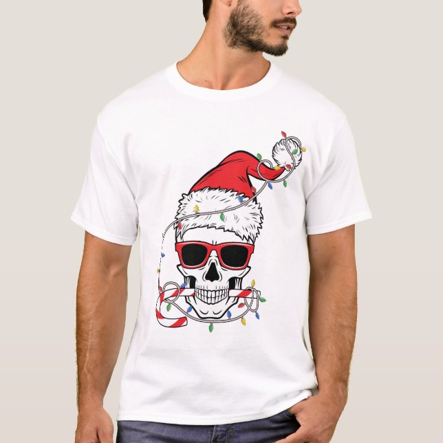 Christmas-Light-Skeleton-Skull T-Shirt (Vorderseite)