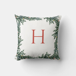 Christmas Lights and Greenery Monogram Kissen